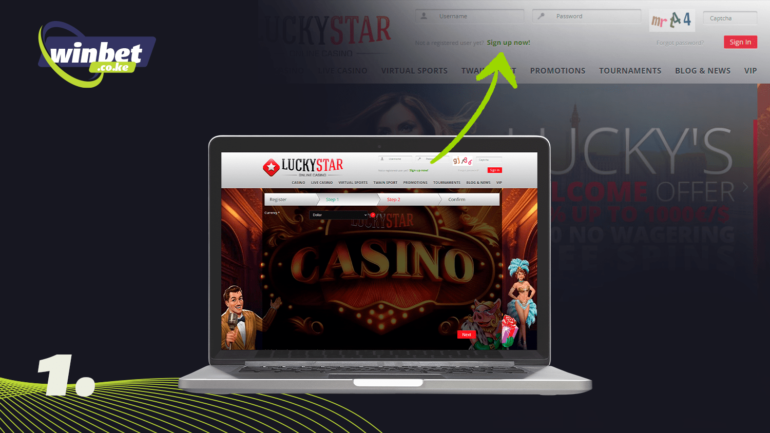 Click the button to start registration in Lucky Star