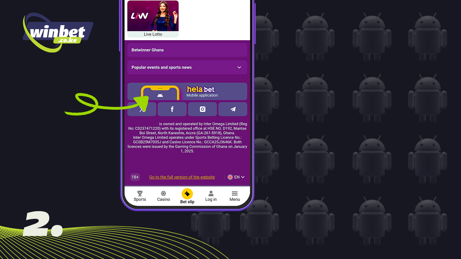 To download the Helabet app go down to the bottom of the page