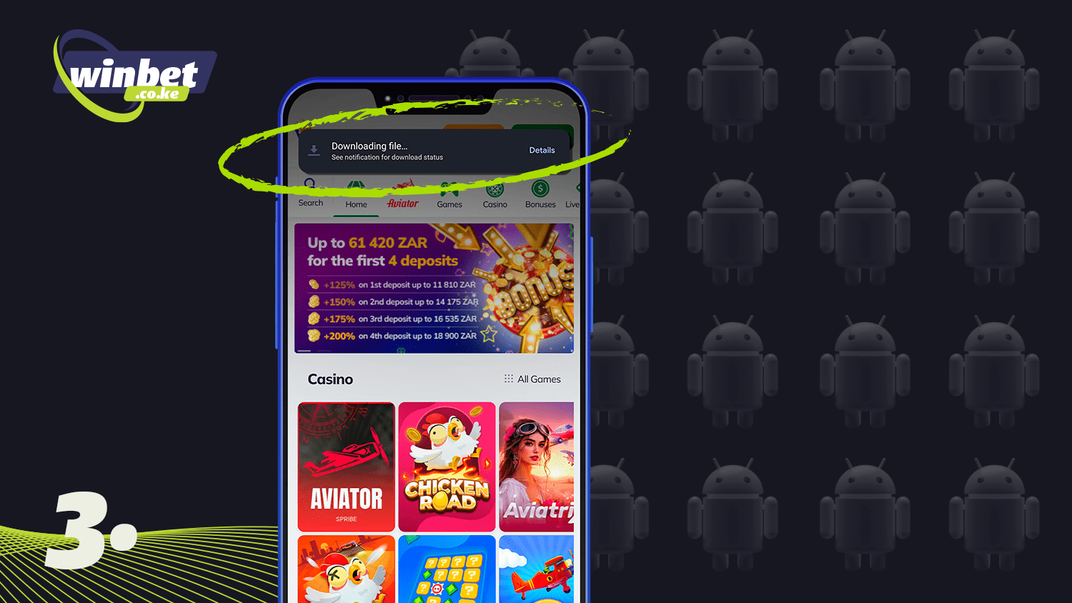 Wait for the download before installing the Valor Casino app