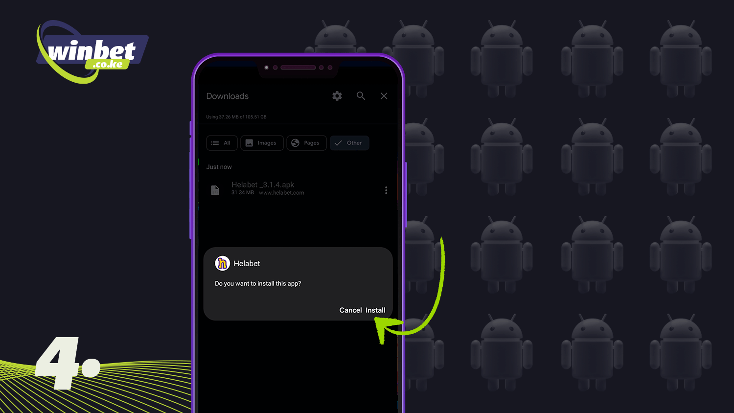 Confirm the download of the Helabet app