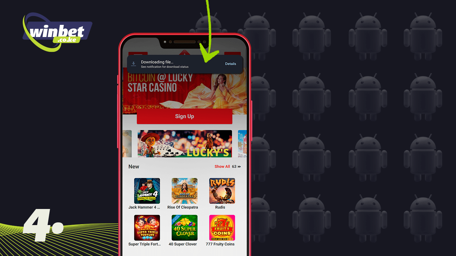Wait for the download before installing the Lucky Star app