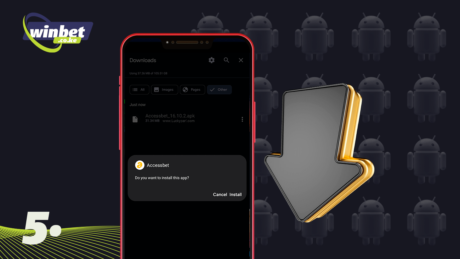 Confirm the download of the Accessbet app