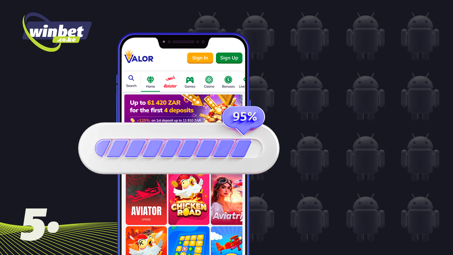 Wait for the download before installing the Valor Casino app