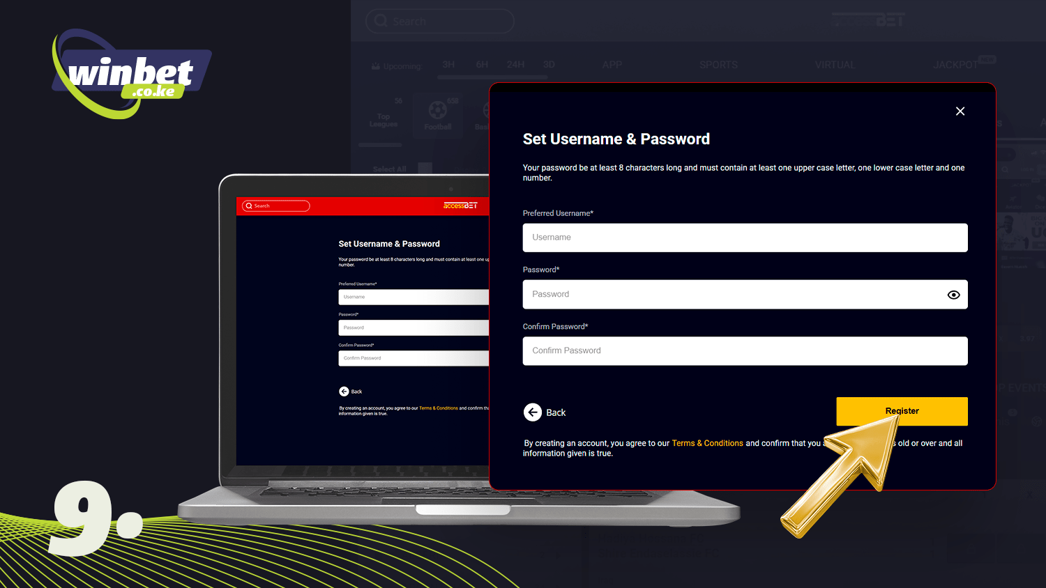 To register in Accessbet you need to click on the button