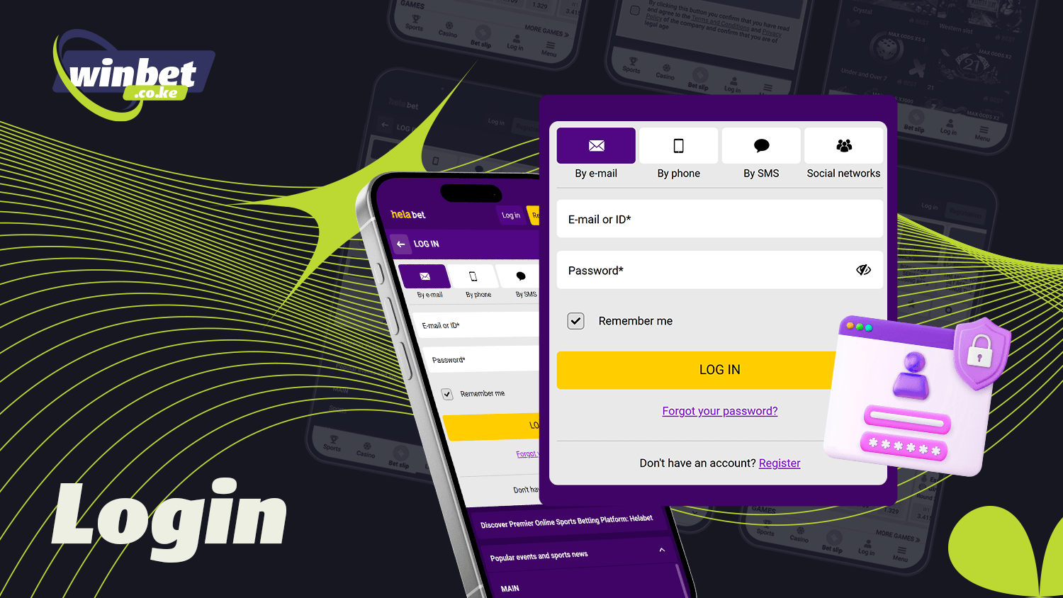 Log in to your betting account in the Helabet app
