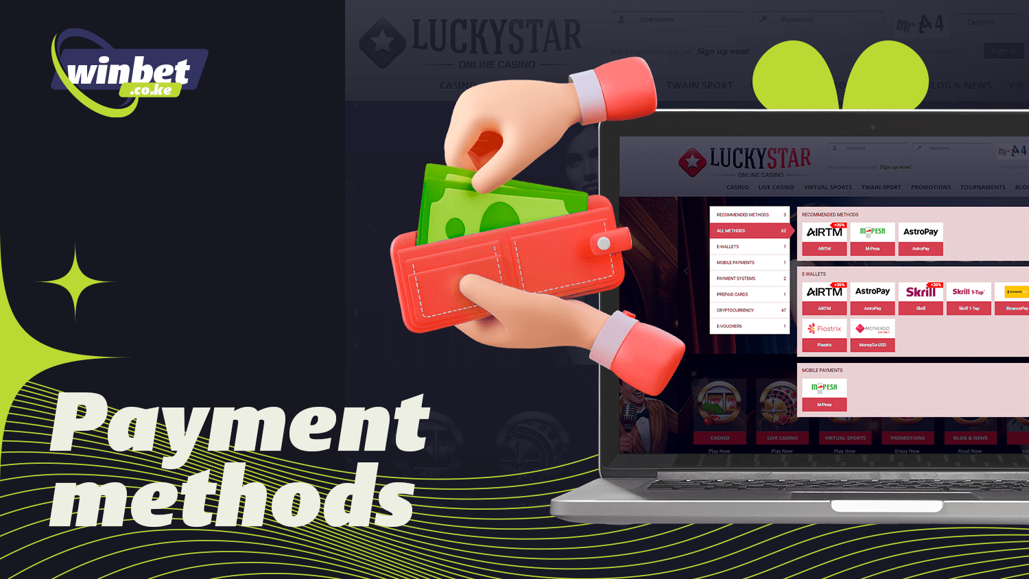 At Lucky Star you can deposit and withdraw your funds