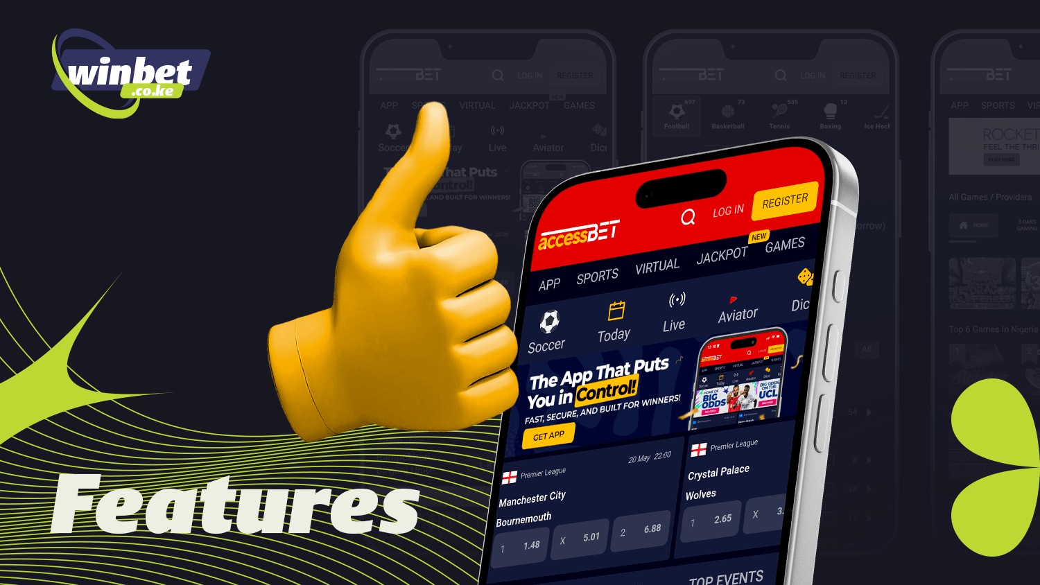 Accessbet app with multiple betting categories and casino games