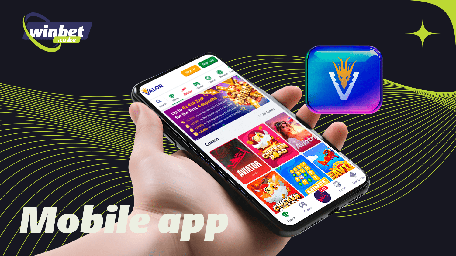 The Valor Casino app is designed for easy access to the casino