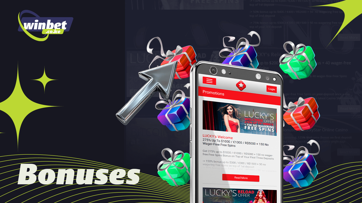 In the Lucky Star app you will find various bonuses