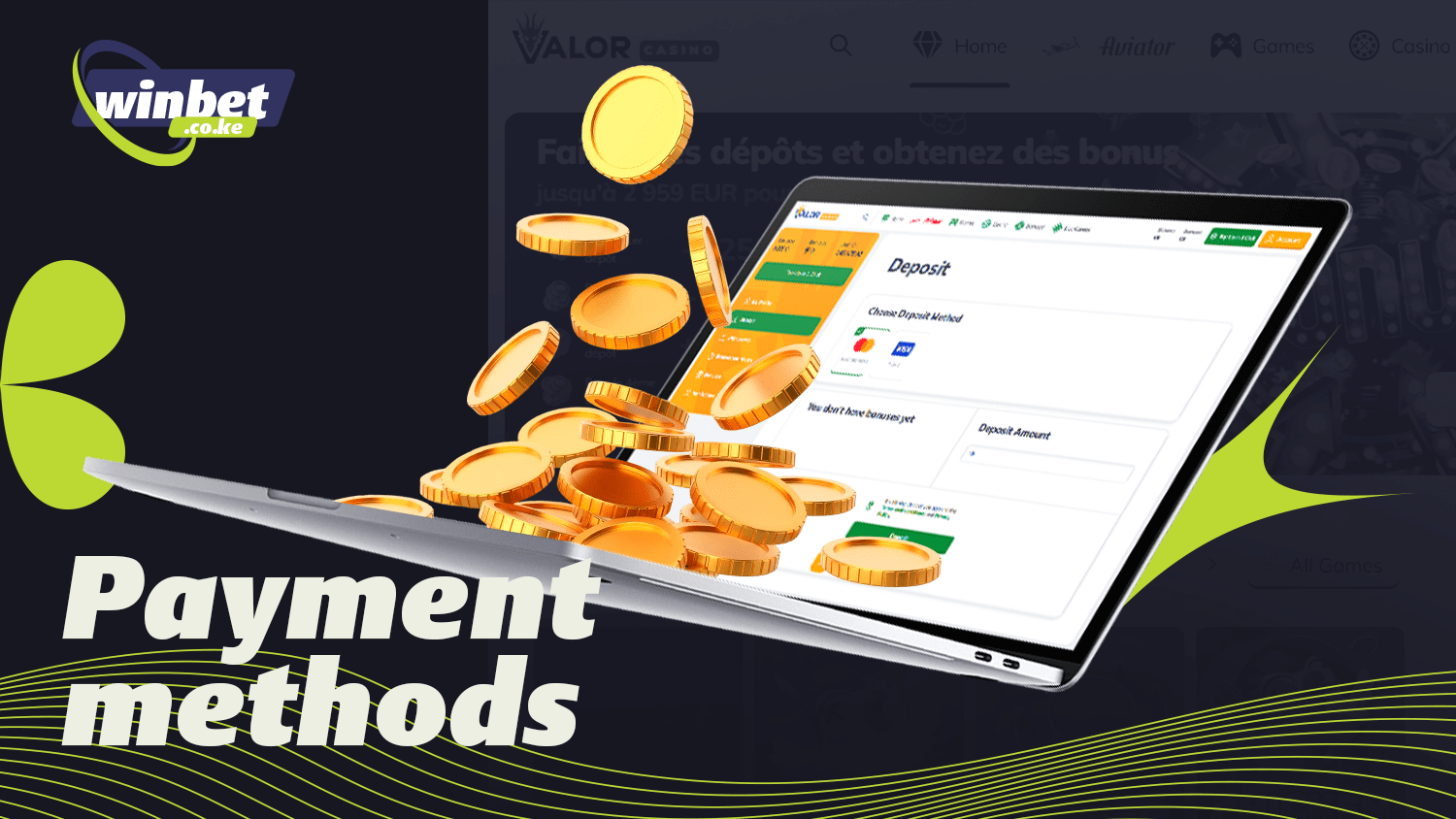 At Valor Casino you can deposit and withdraw your funds