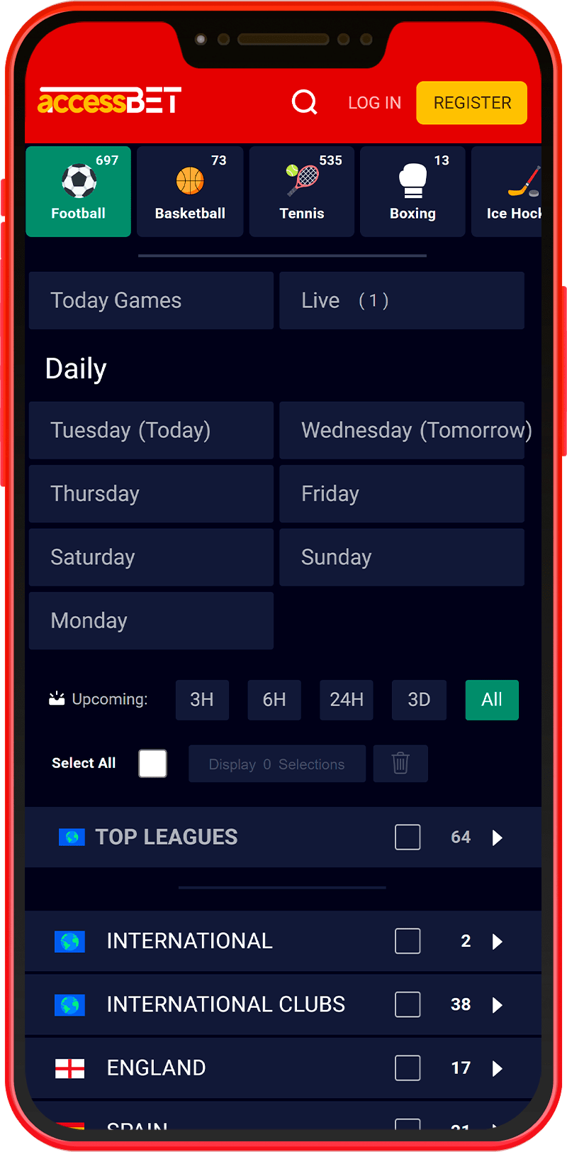 Betting on sports on the Accessbet app in Kenya