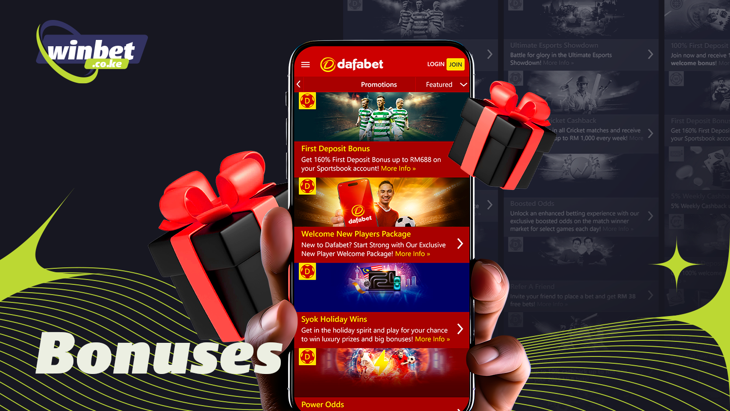 In the Dafabet app you will find various bonuses