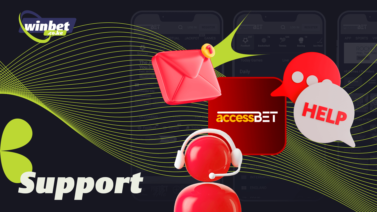 Contact the support team in the Accessbet app