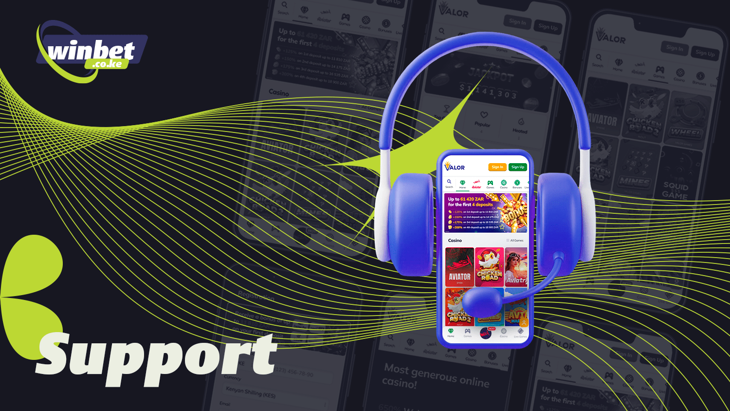Contact the support team in the Valor casino app
