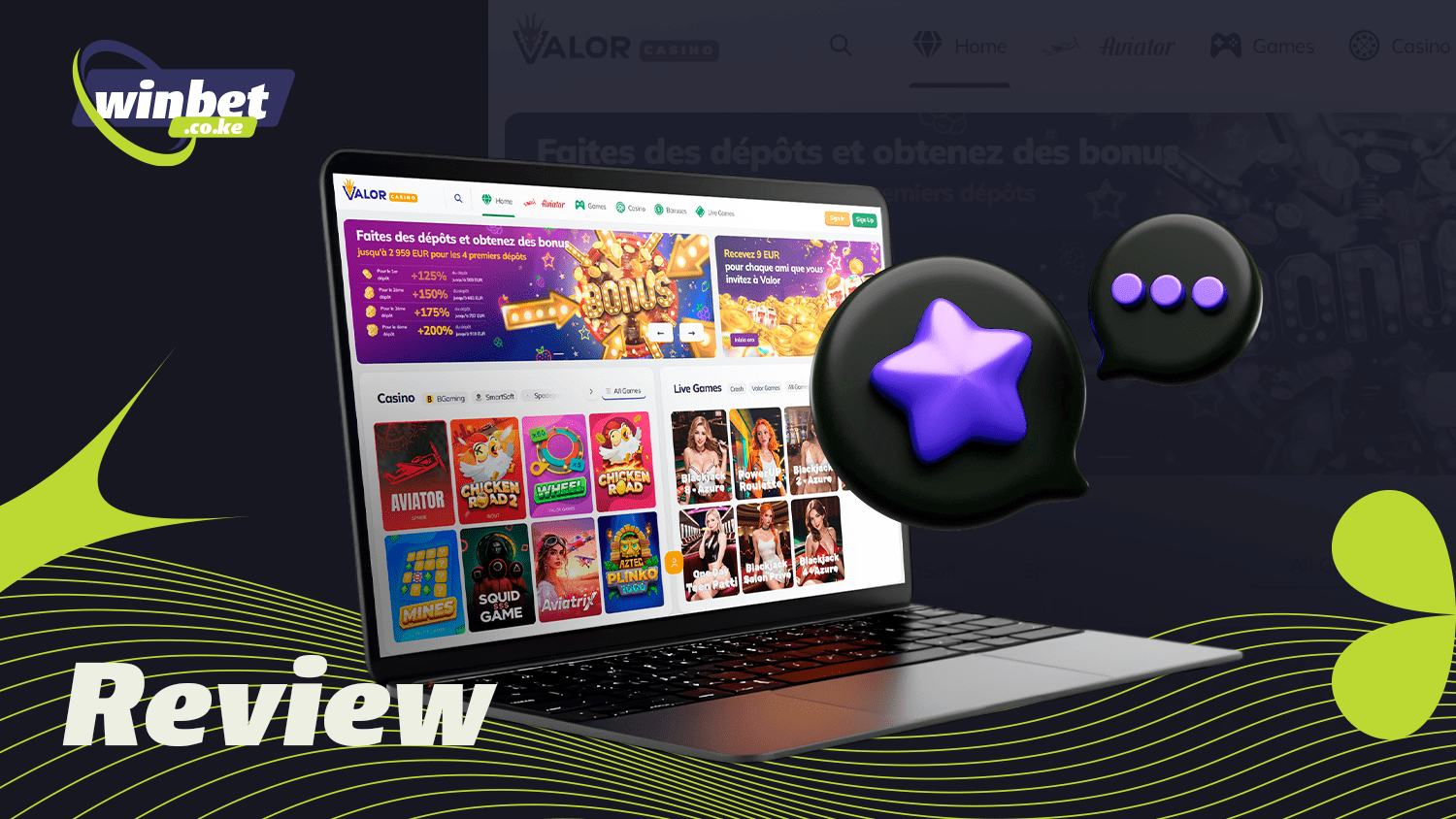 To access betting and casino at Valor Casino Kenya