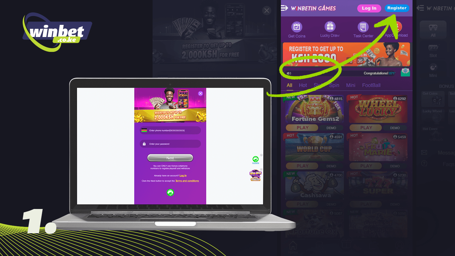 Click the button to register with Winbetin Kenya