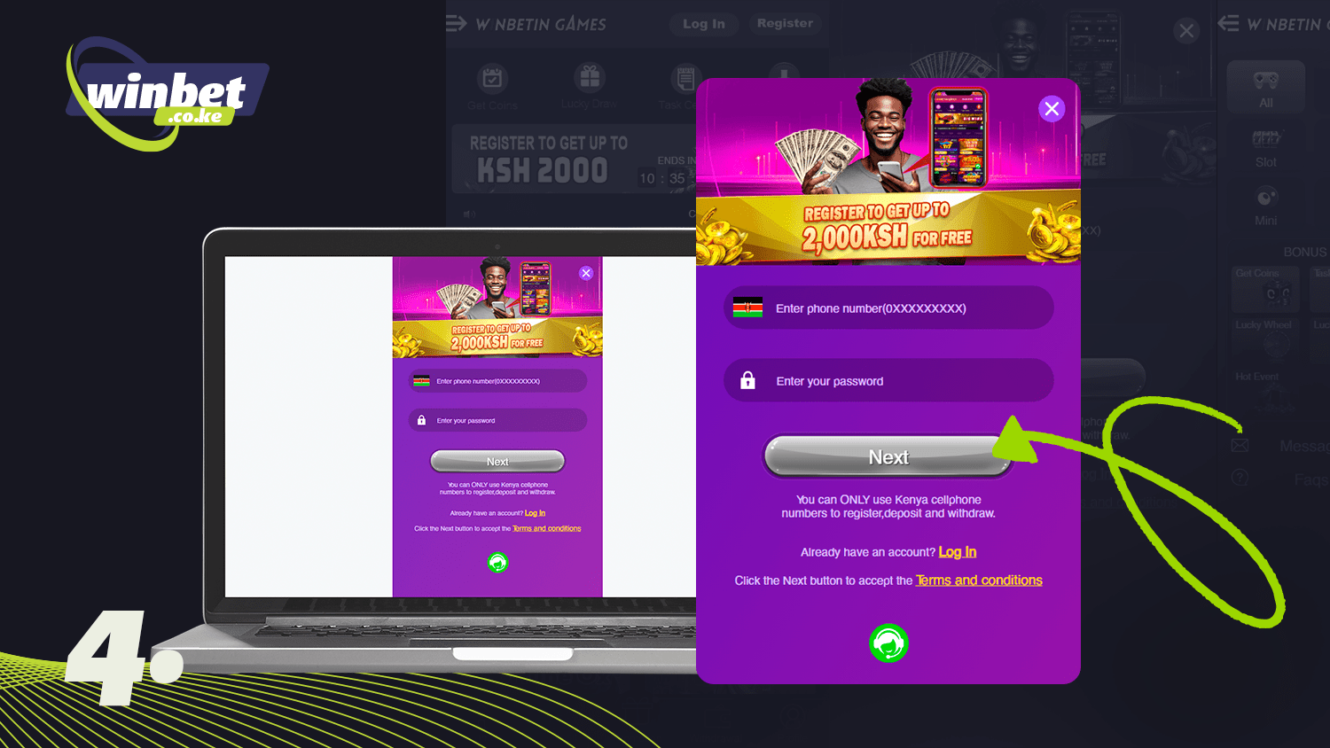 Confirm your registration and log in to your Winbetin account
