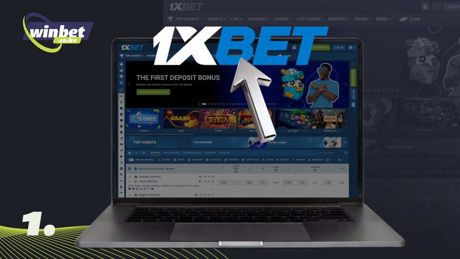 To create a 1xBet account, open the official website or app