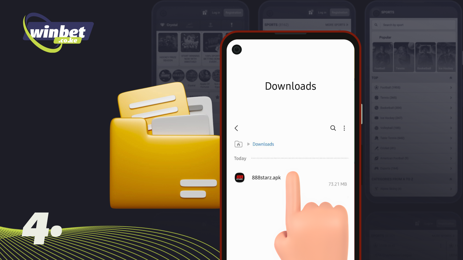 Find the downloaded 888starz APK file on your smartphone