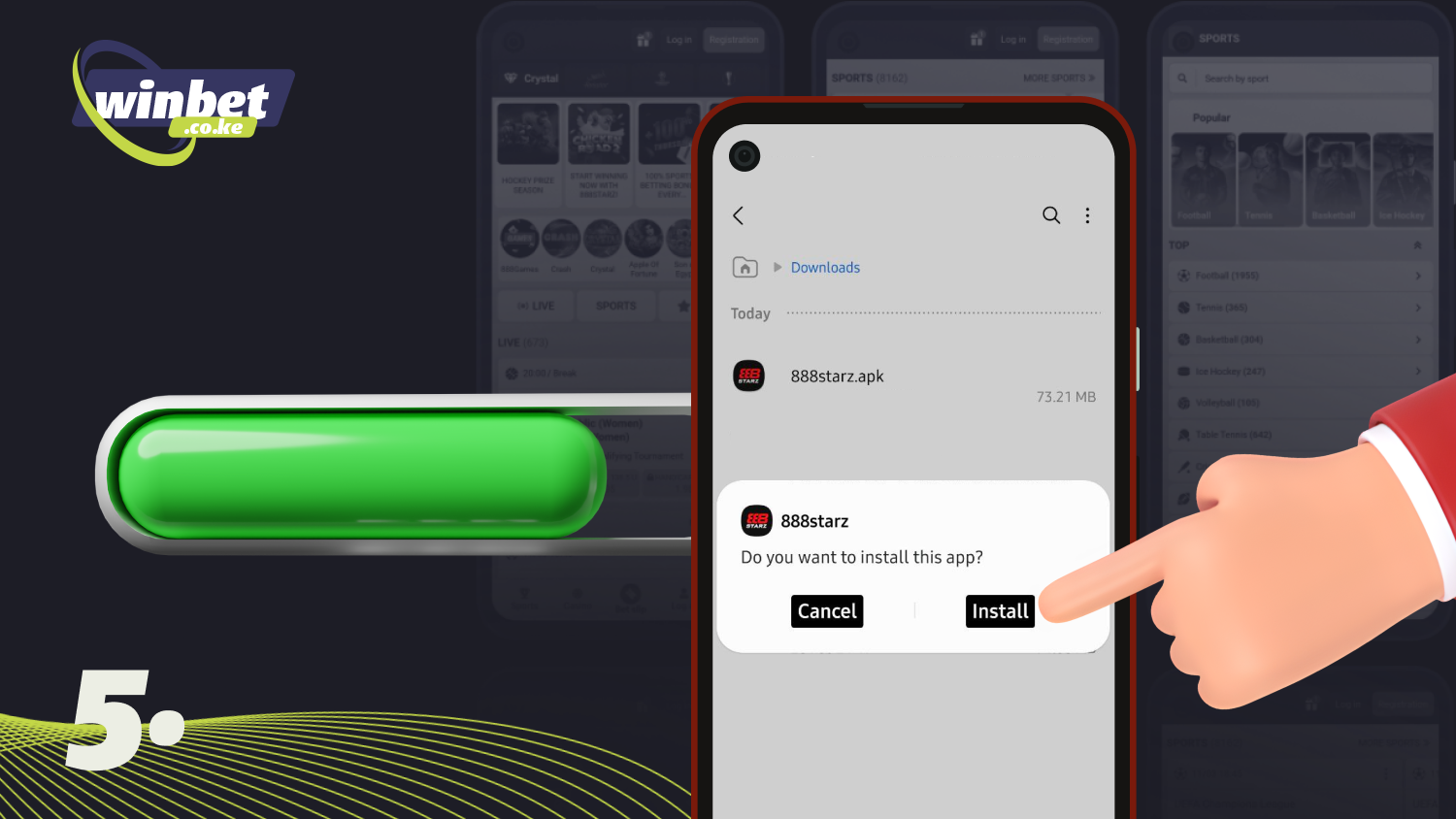 Confirm the installation of the 888starz app