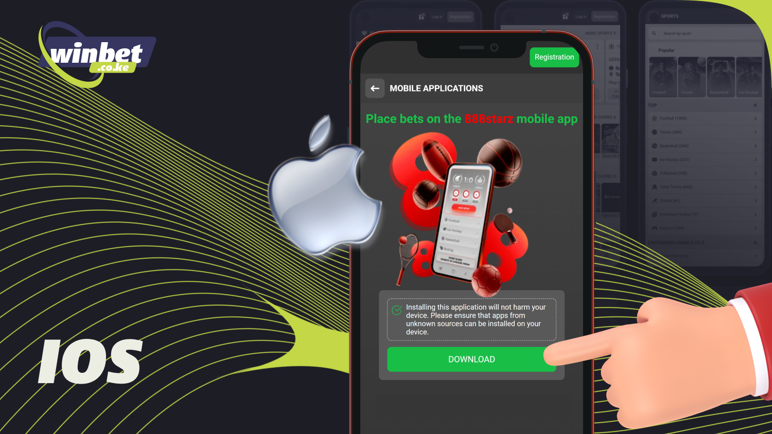 iOS users in Kenya can download and install the 888starz app via the official website