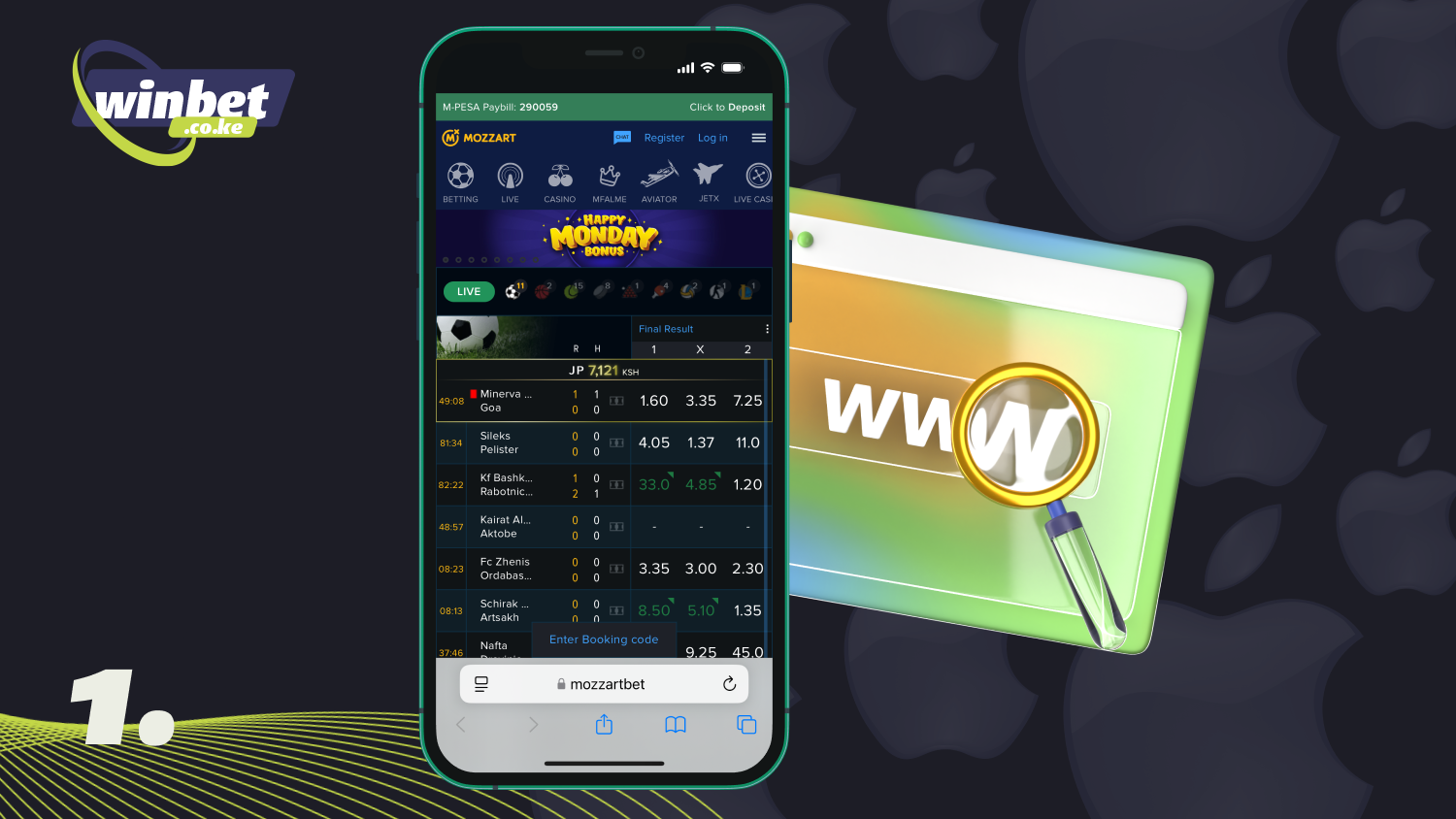 Go to the official Mozzartbet mobile site to download the iOS app