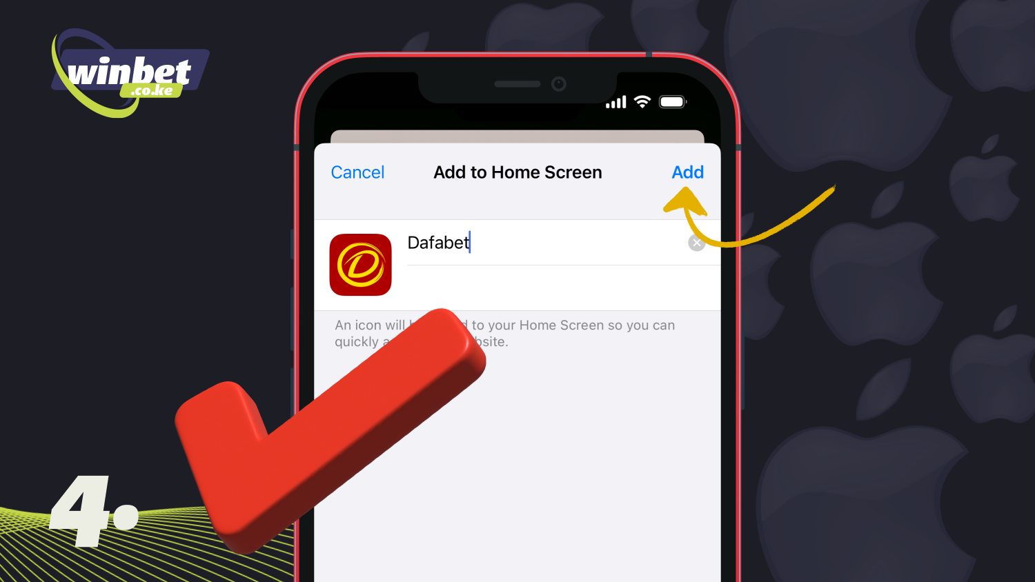 Tap the Add button to complete the installation of the Dafabet iOS app