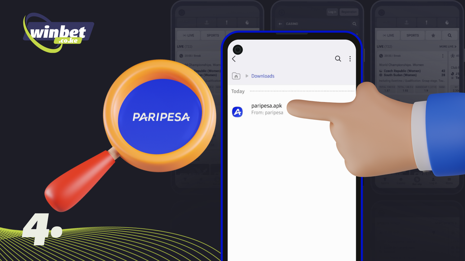 Find the saved Paripesa APK file to install the application