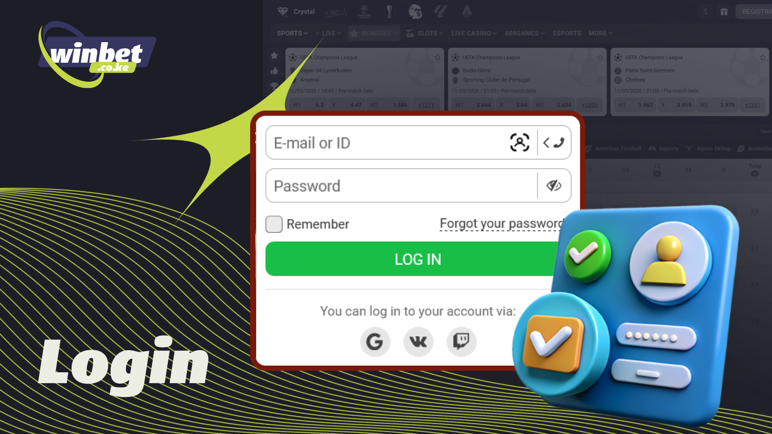 Players can log in to 888starz Kenya by entering their registered phone number or email address and password