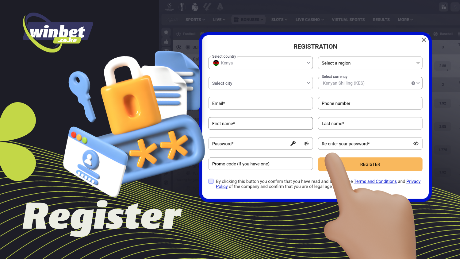 You can create an account on Paripesa Kenya by filling out the registration form