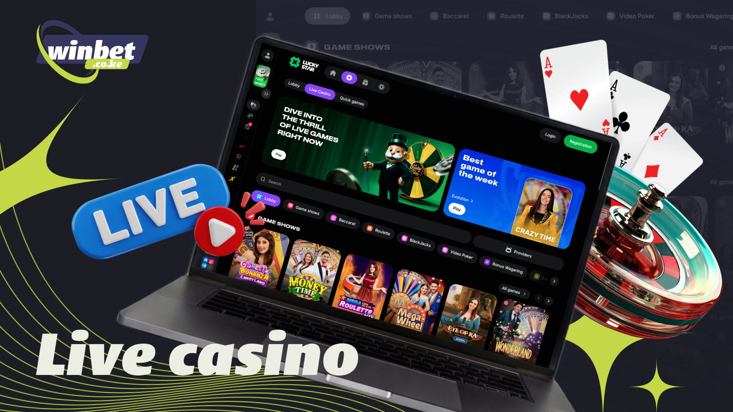 Lucky Star Live Casino lets you play roulette, blackjack, poker, and baccarat with real dealers in real time