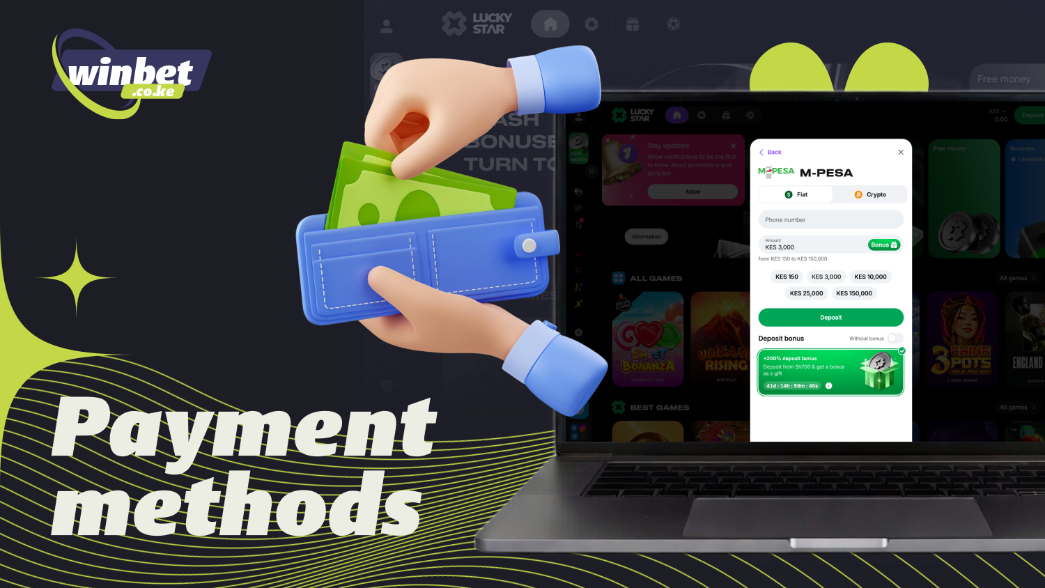 Lucky Star offers players from Kenya a variety of payment methods in Kenyan shillings