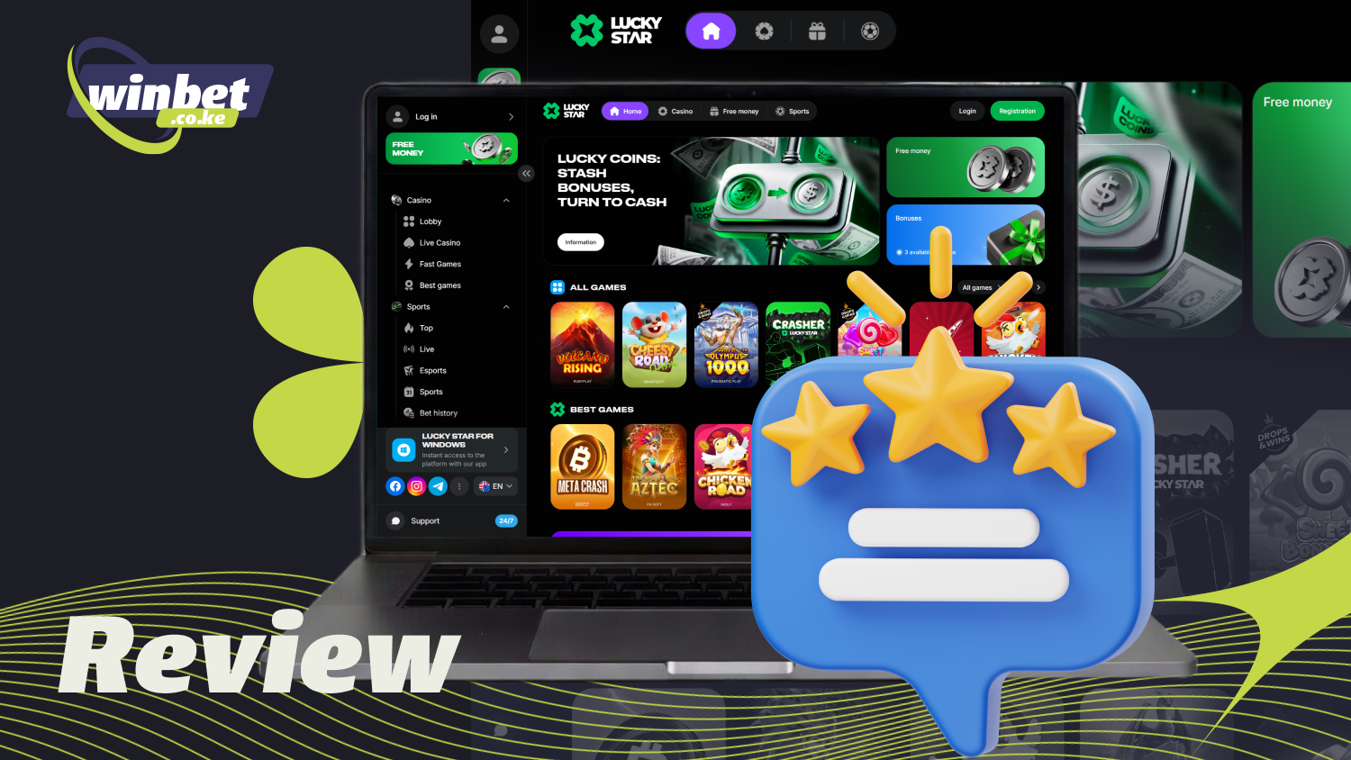 Lucky Star is a modern online platform in Kenya offering thousands of casino games and sports betting