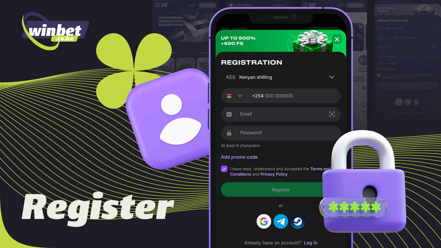 In the Lucky Star APK app, users from Kenya can sign up by entering their personal information and creating a password