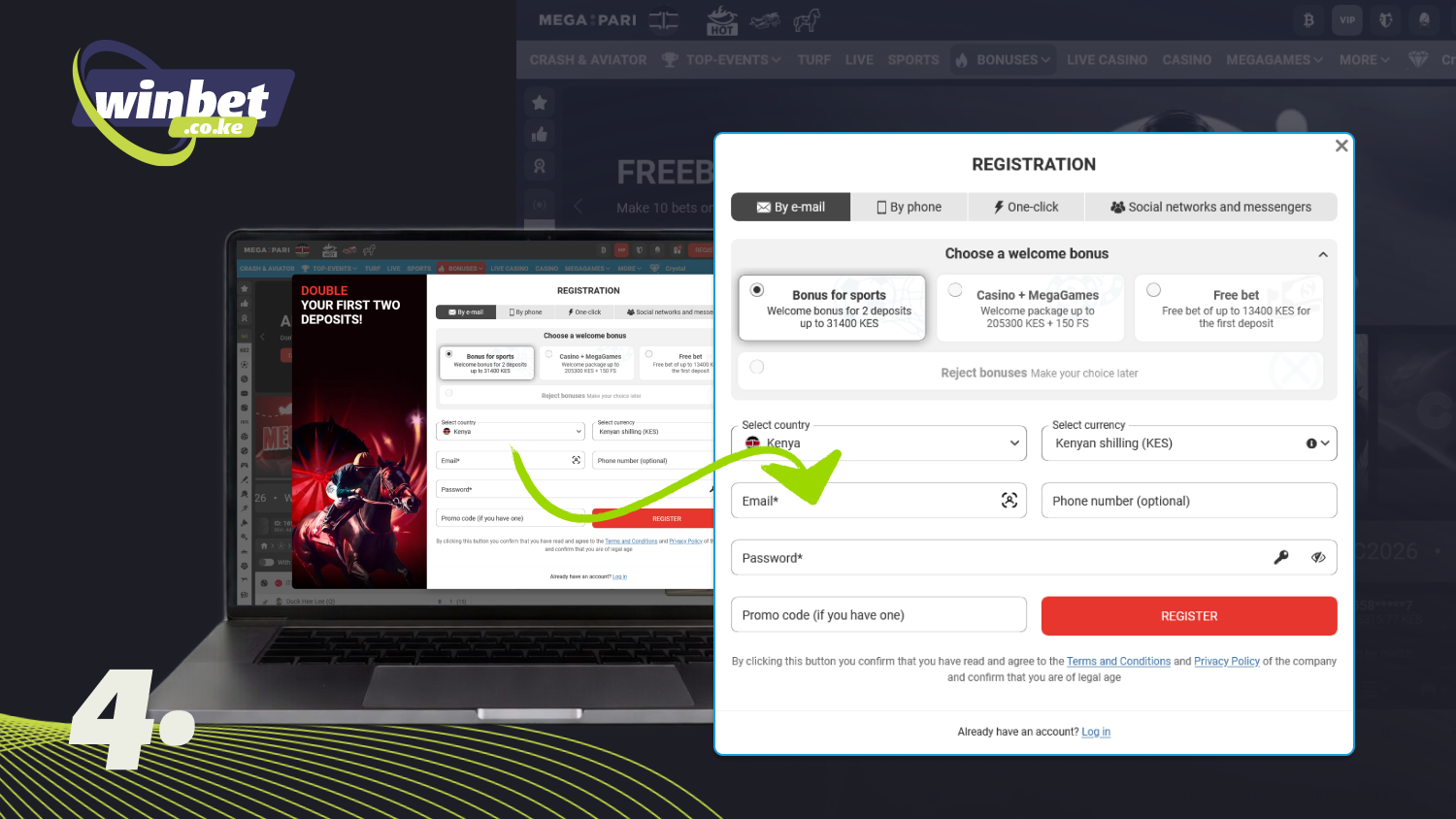 Enter your information in the registration form to create a Megapari account