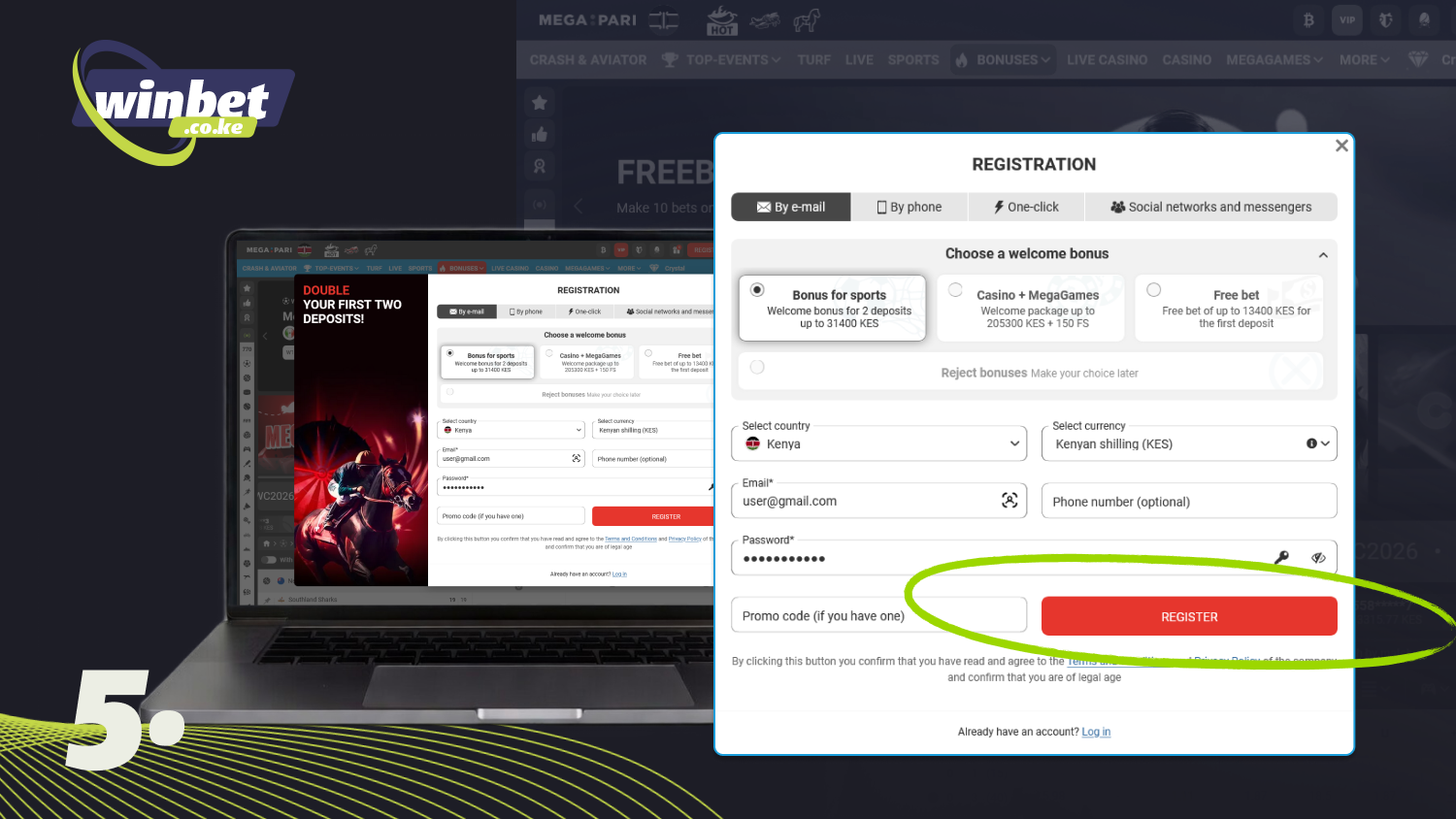 Click the Register button to create your Megapari account
