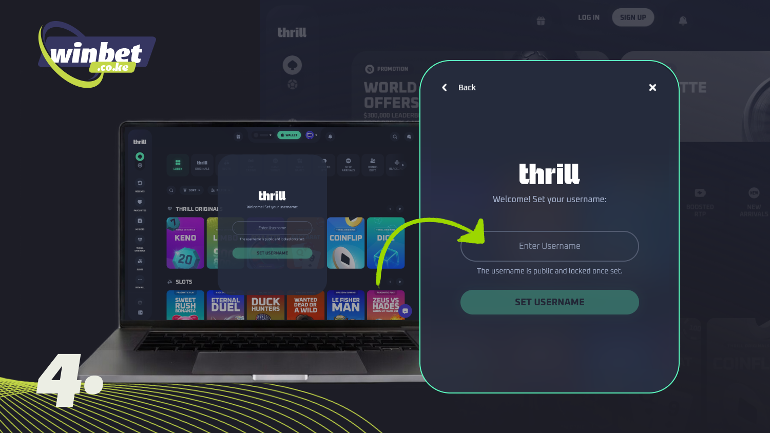Complete the Thrill account setup and create a username