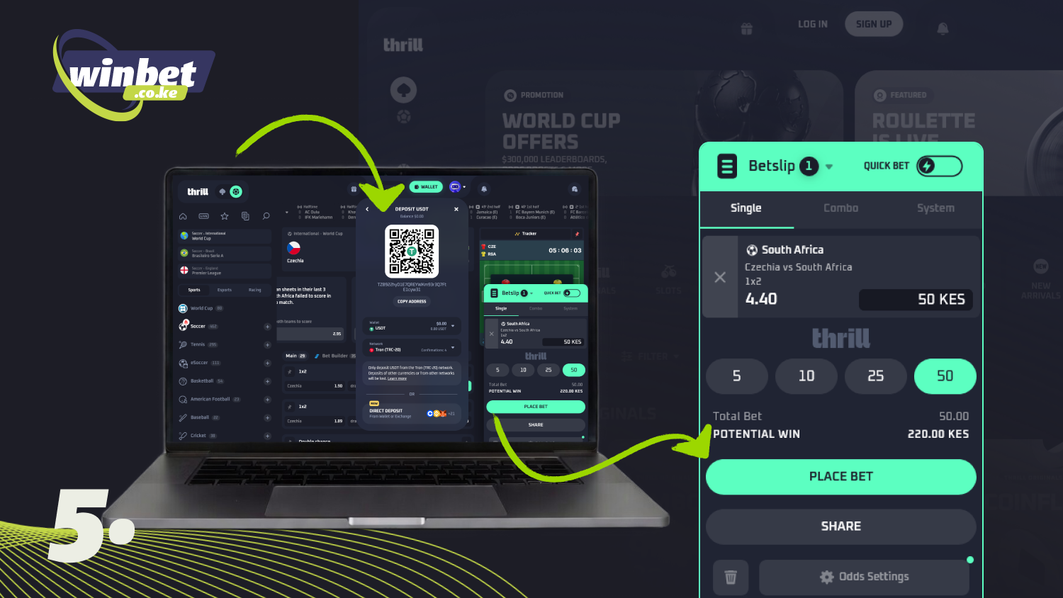 Deposit funds and place your first bet on Thrill