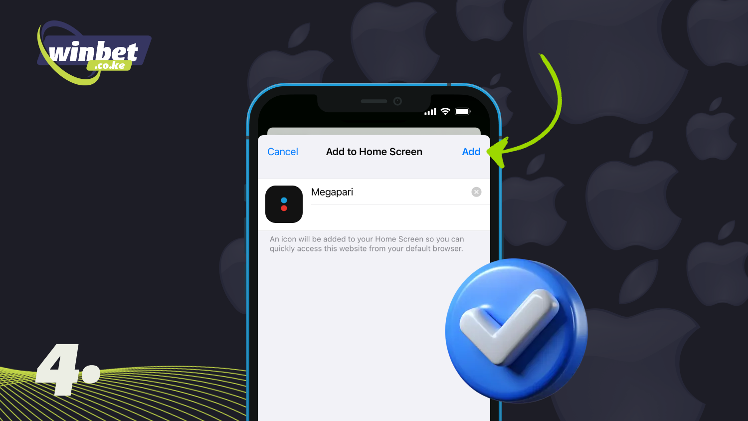 Tap Add in the upper-right corner to finish installing the Megapari app