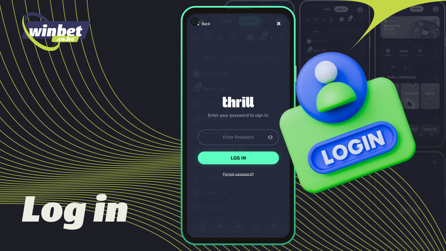 To log in to your account in the Thrill app, enter your email address or username and password