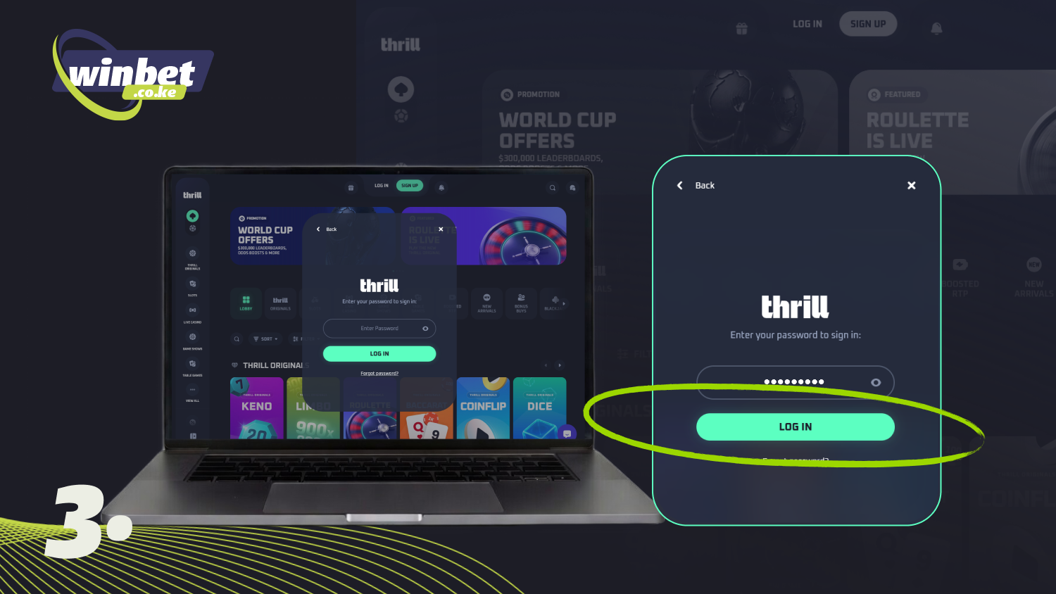 Click the Log In button to log in to your Thrill account