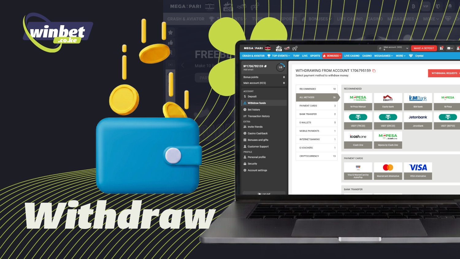 To withdraw winnings from Megapari, players need to complete verification, select a withdrawal method, and specify the amount
