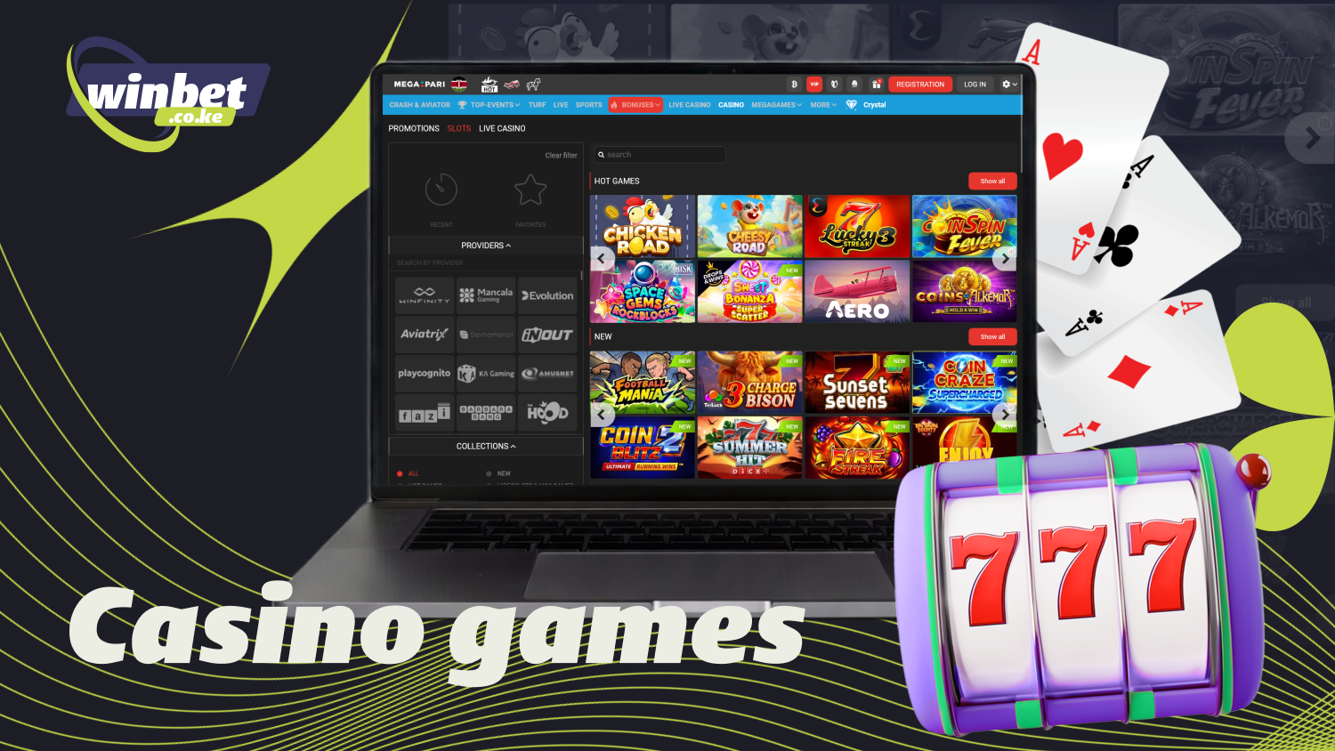 Megapari Kenya offers over 7,000 games from leading providers, including popular slots, crash games, and live casino games